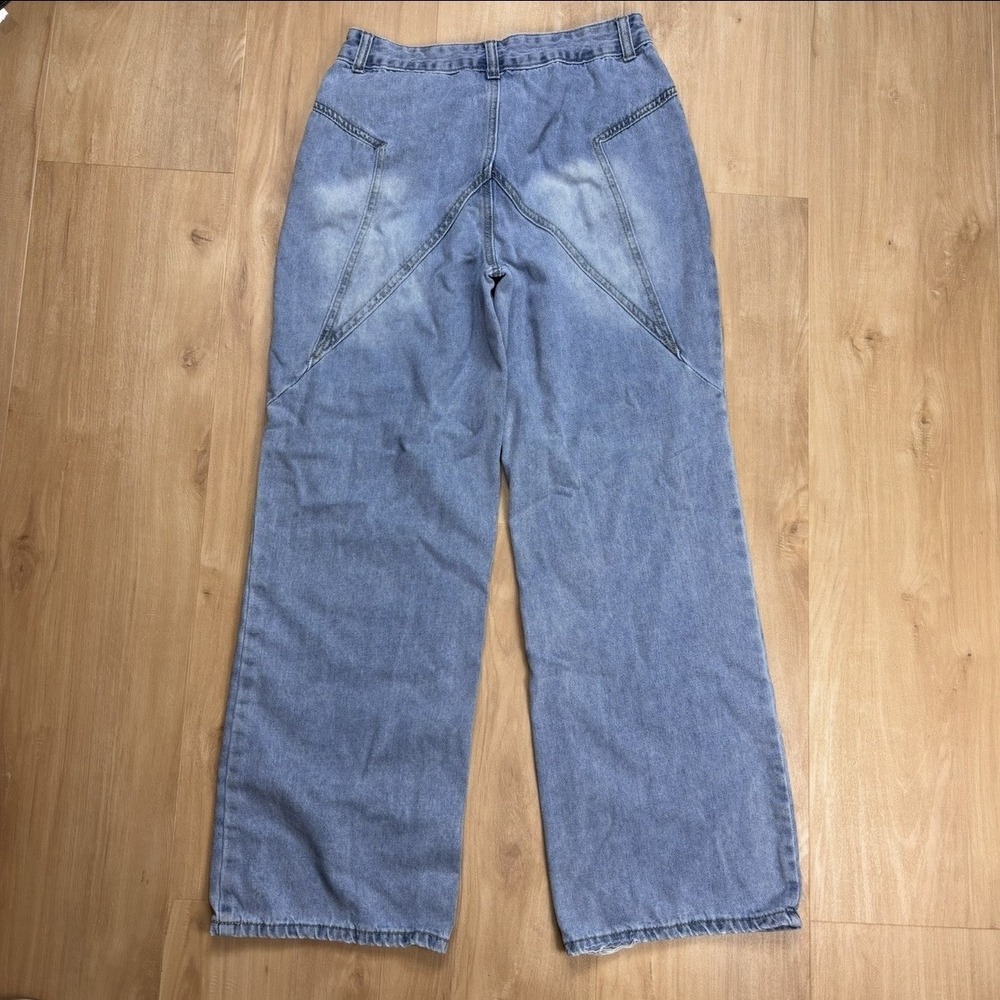 Women's Star Denim Jeans 28" X 28" Wide Leg Flare Skater Grunge High Rise Y2K